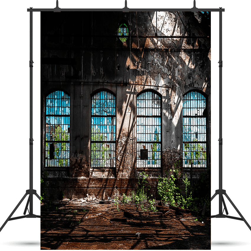 Abandoned Industrial Interior With Bright Light Backdrop for Photography SBH0196