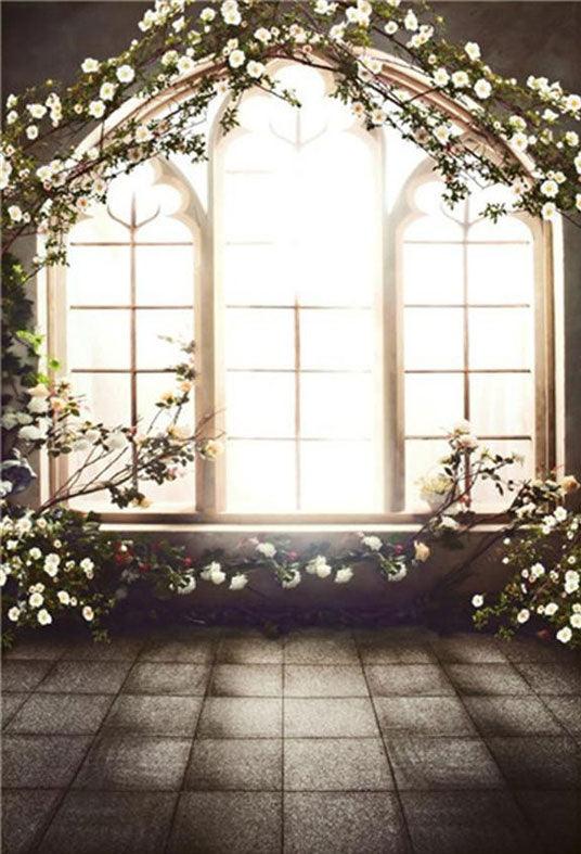 Windows Flowers Stone Floor Wedding Spring Backdrops