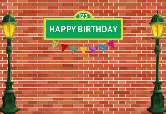 Red Brick Wall Happy Birthday Backdrop for Baby Shower Table Banner