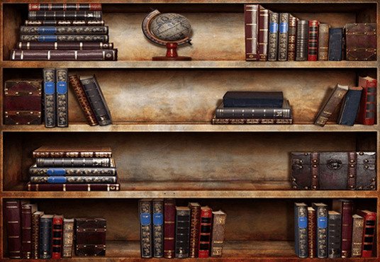 Vintage Bookshelf Backdrops for Party