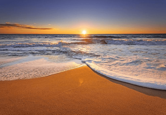 Seaside Sunset Gold Sand Beach Ocean Backdrop For Holiday Photography