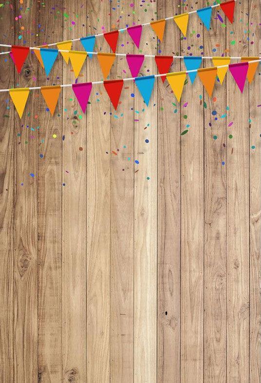 Brown Wood Floor With Banner Backdrop for Photography