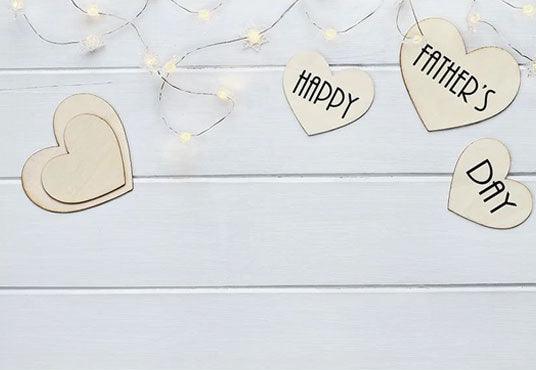 Love Heart Card On White Wood Floor Decoration Backdrop for Father's Day Photography