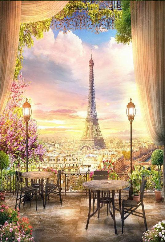 Spring Season Beautiful Eiffel Tower overlook Backdrop for Photography