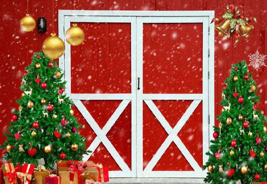 Red Bran Christmas Backdrop Snowflake Background for XMAS