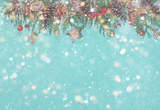 Mint Christmas Snowflake Pine Nuts Photography Backdrops