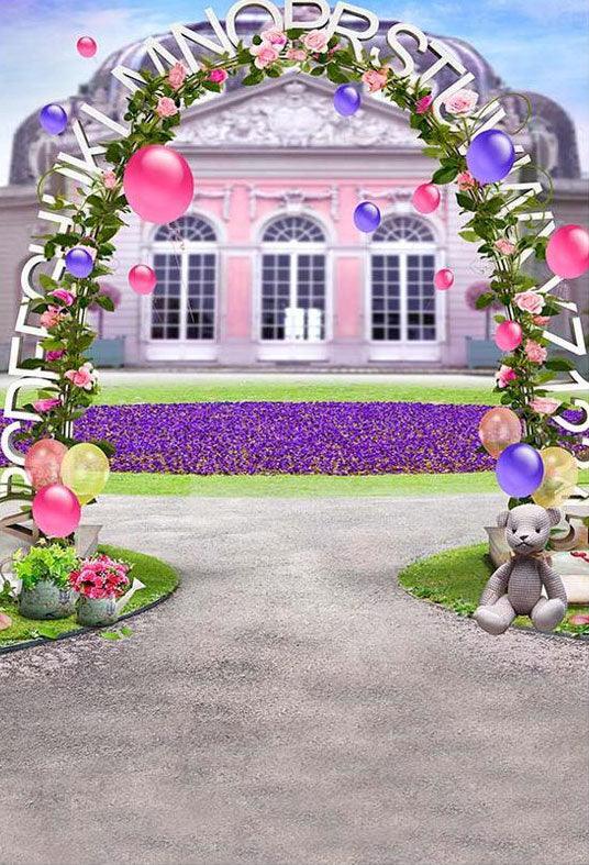 Wedding Decorative Green Plant Arch Before Beautiful House Backdrop For Photography