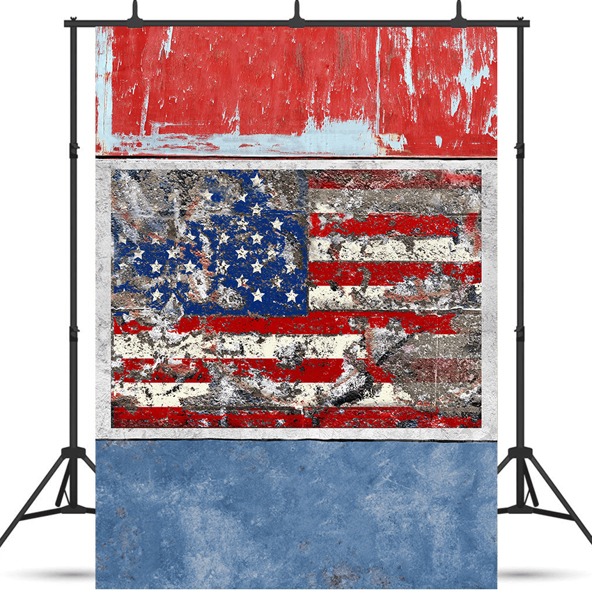 America Flag On Broken Wall Photography Backdrop SBH0171