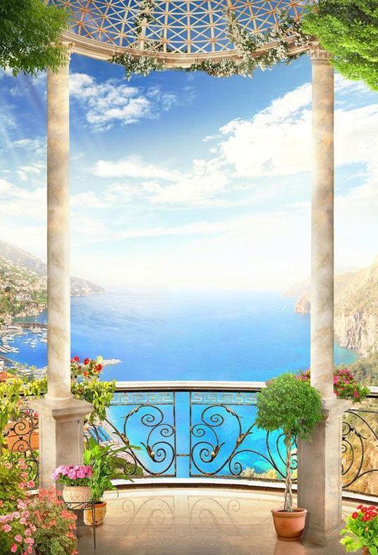 Spring Season Beautiful Scenery Outside the Castle Backdrop for Photography