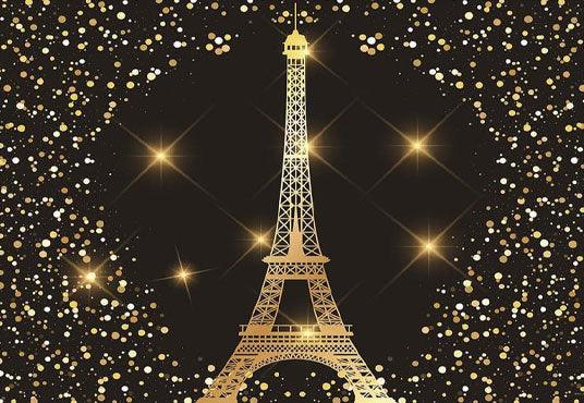 Black Gold Paris Eiffel Photo Backdrop for Birthday Picture