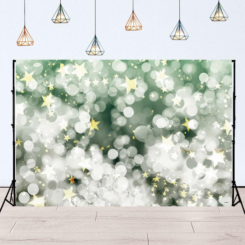 Green Abstract Polka Star Backdrop for Picture