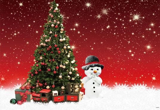 Red Shiny Christmas Winter Snowman Backdrops
