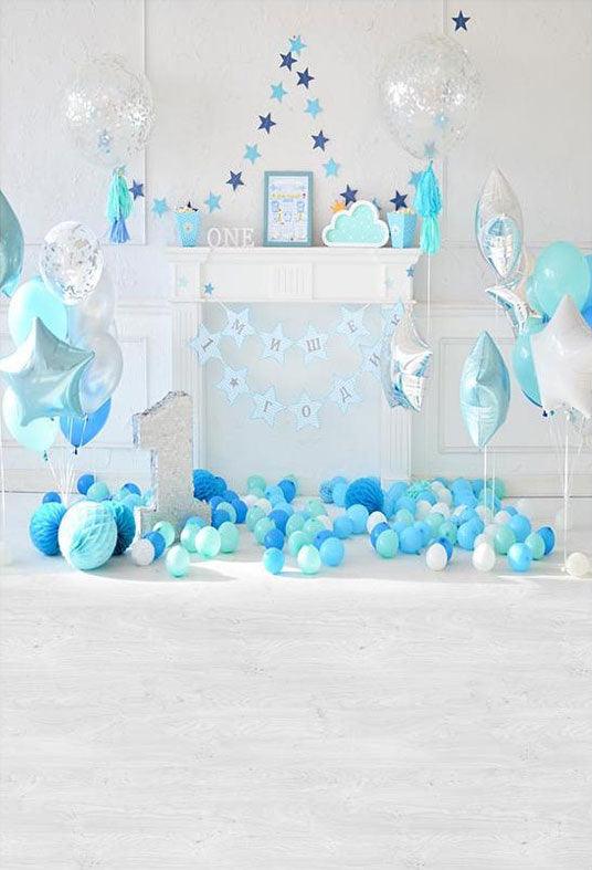 Blue Eggs On Floor For 1st Cake Smash Backdrop Photography