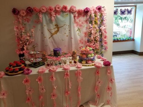 Gold Dancer Birthday Pink Flowers Baby Show Backdrop for Party Decor