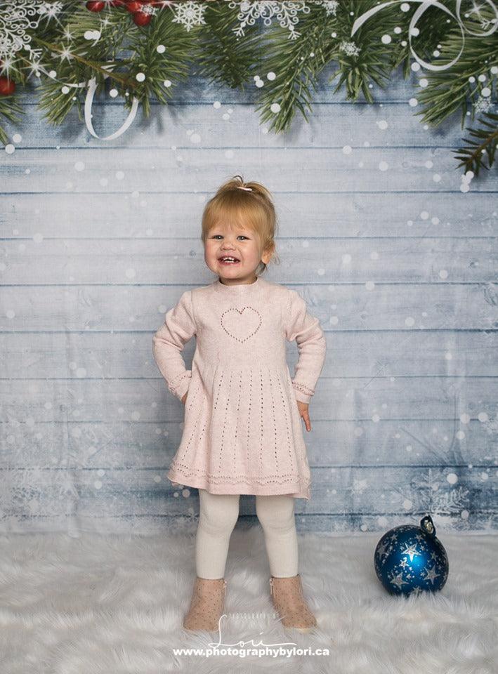 Wood Wall White Snowflake Christmas Photography Backdrop
