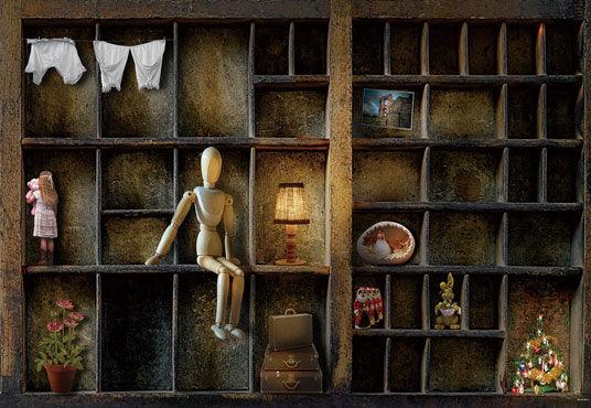 Old Wooden Christmas Gift Display Backdrops