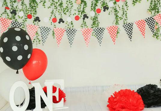 1st Birthday Polka Flag Newborn Baby Show Backdrops