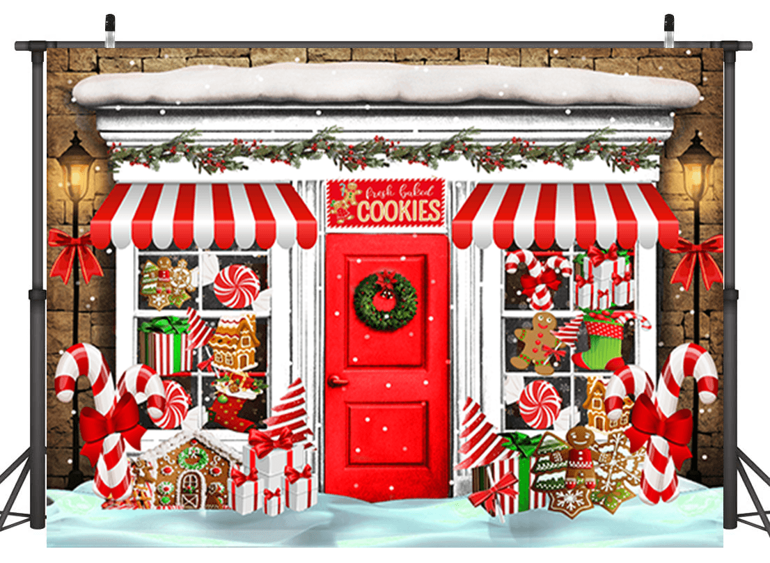 Candy Shop Decorated With Christmas Sweets Backdrop SBH0269