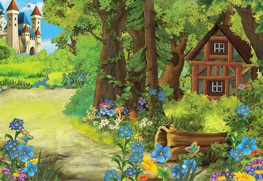 Cartoon Urban Beauty Backdrops Green Landscape Backdrop Photography