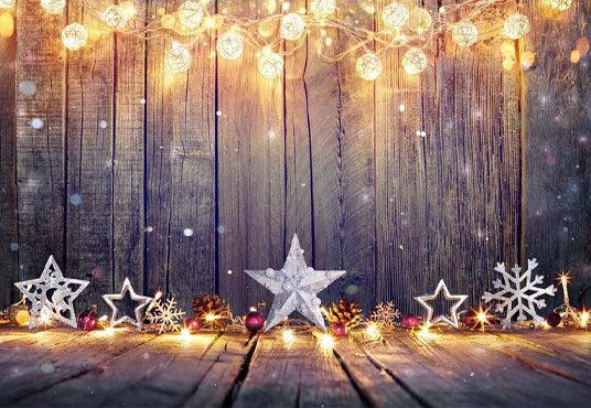 Wood Bright Christmas Snow Photo Backdrops