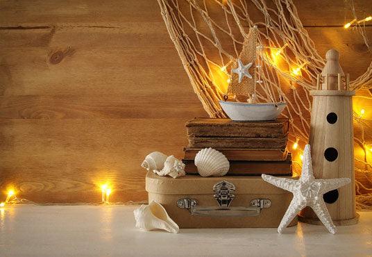 Wooden Children Voyage Vintage Fishing Net Backdrop