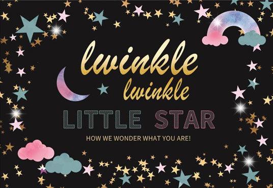 Twinkle Twinkle Little Stars Rainbow Black Backdrop for Birthday
