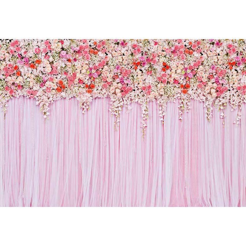 Pink Floral Wall Weddings Newborns Portraits Photography Backdrop