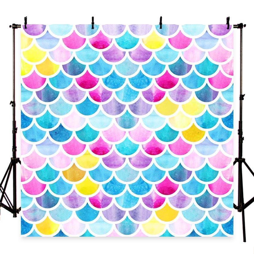 Colorful Mermaid Scales Glare Backdrop for Girl Show Photograph Backgrou