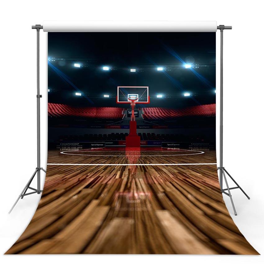 Night Stadium Wood Floor Backdrop Basketball Field Photography Background