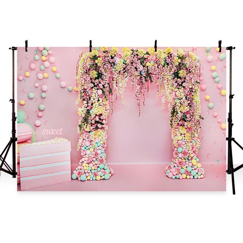 Pink Flower Decoration Photography Backdrops Wedding Party Background