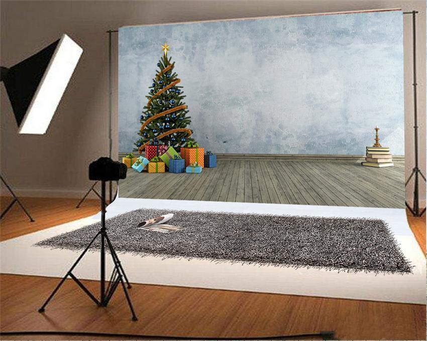 Wood Floor Christmas Tree Photography Backdrop