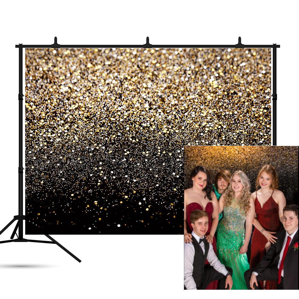 Bokeh Shiny Gold Polka Prom Backdrop for Photography