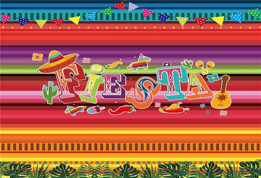 Stripe Summer Fiesta Mexican Dress-up Photo Booth Backdrops