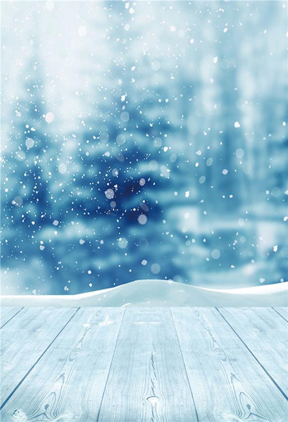 Snowflake Winter Wood Floor Backdrops