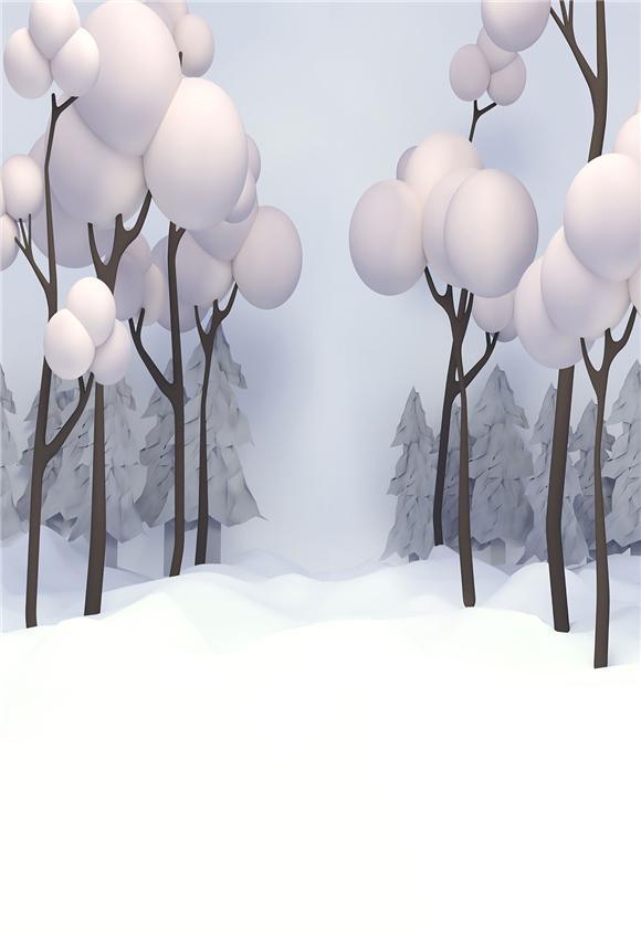 Cartoon Snow Winter Tree Photo Backdrops