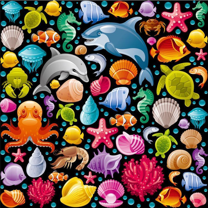 Cute Animals Under Ocean Backdrop For Summer Holiday Photography