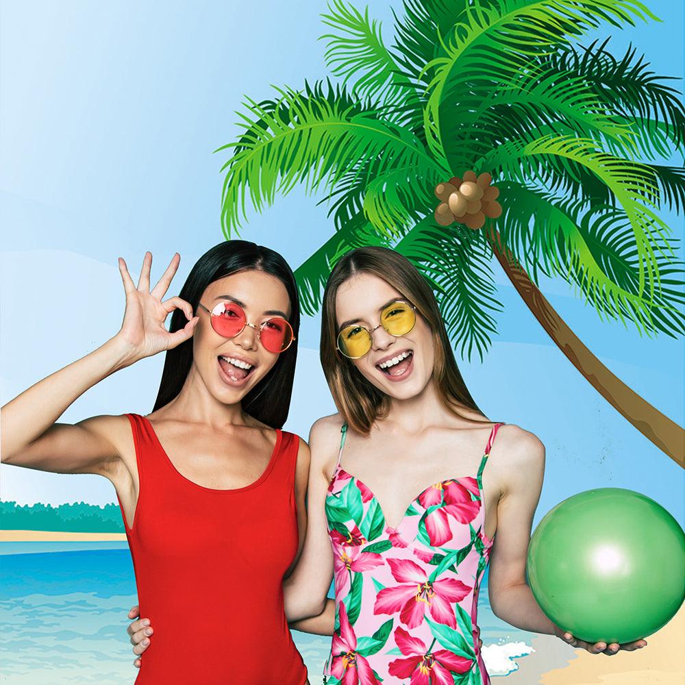 Beach Digital Backdrop Palm tree Background Summer for Photography KE22154