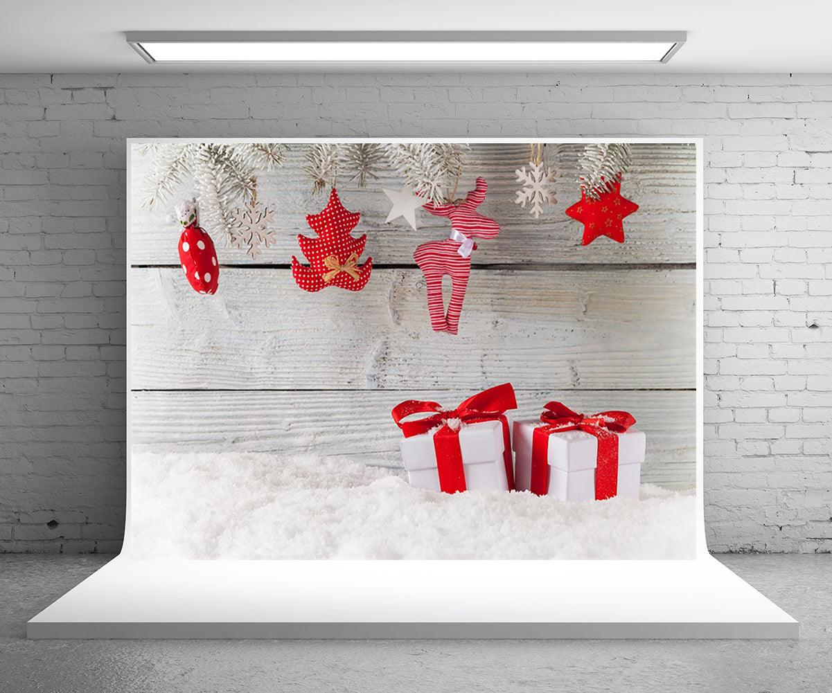 Christmas Gift Photography Backdrop Snow Background