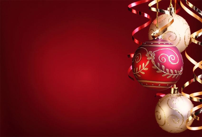 Red Gold Bell Christmas Backdrop for Photography Prop