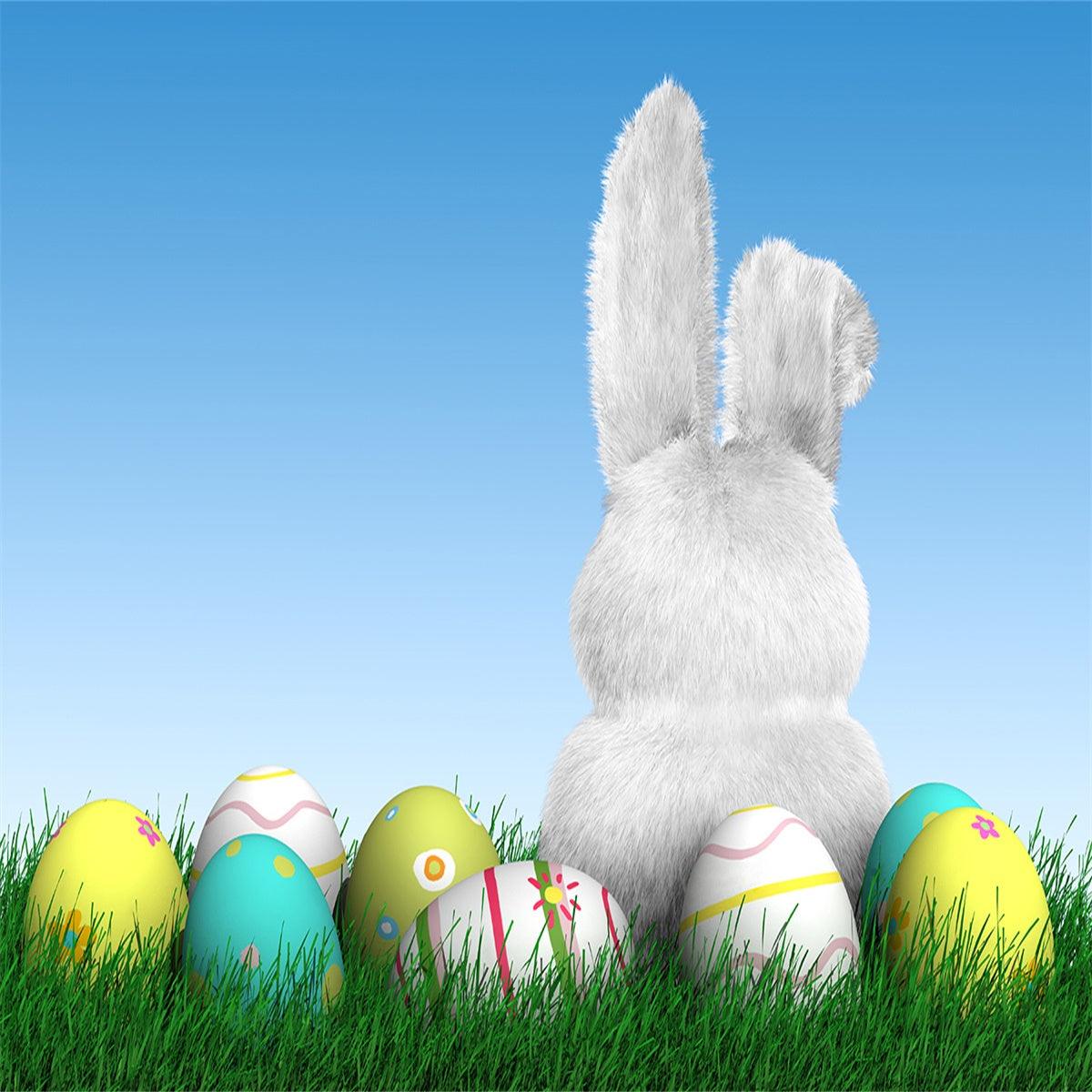 Easter Spring Grass Eggs Rabbit Backdrop