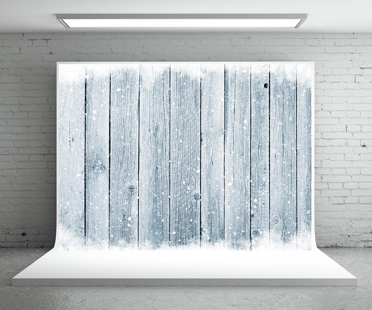 White Snowflake Wood Wall Photography Backdrop Christmas Background