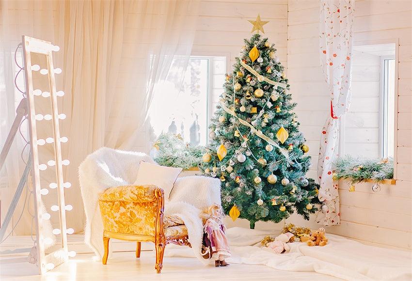 Wooden Room Christmas Photo Backdrops for Studio
