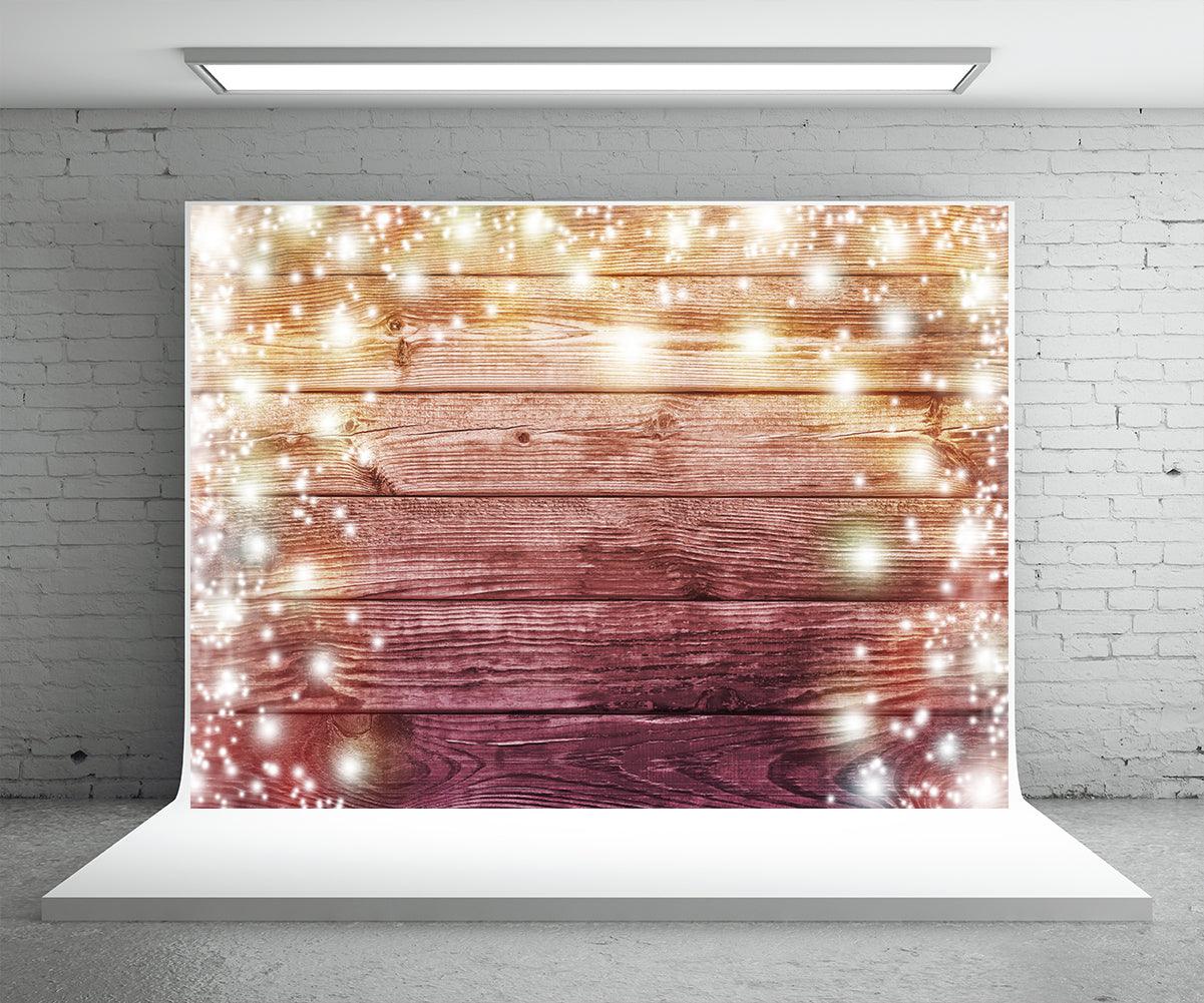 Light Snowflake Wood Wall Photography Backdrop for Christmas