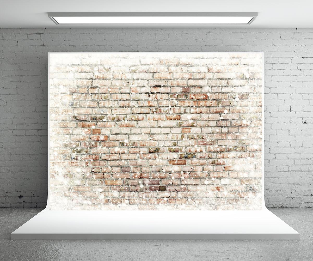 Snowflake Red Brick Wall Photography Backdrop