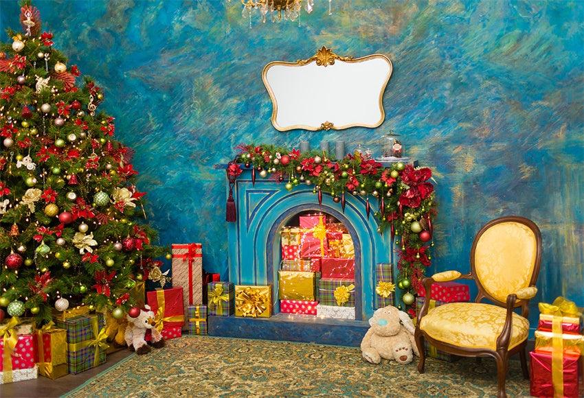 Fireplace Christmas Butterfly Photo Backdrop for Studio
