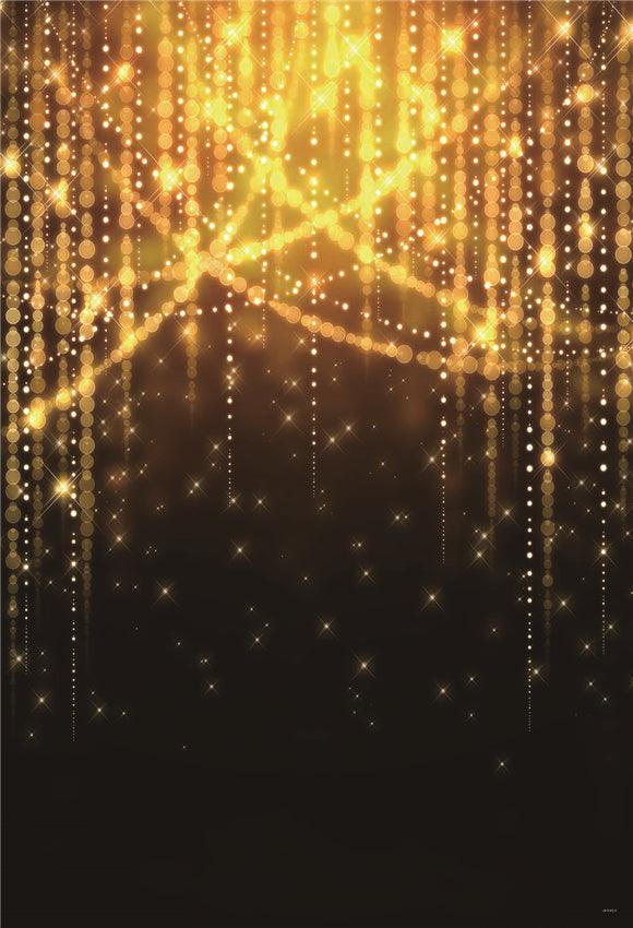 Bokeh Shiny Gold Black Anniversary Photography Backdrops