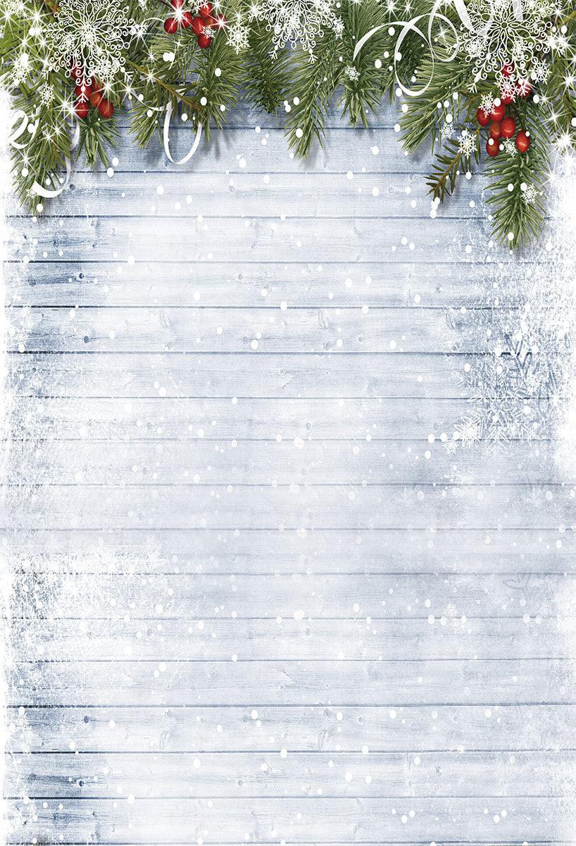 Light Blue Christmas Wooden Backdrop for Photos