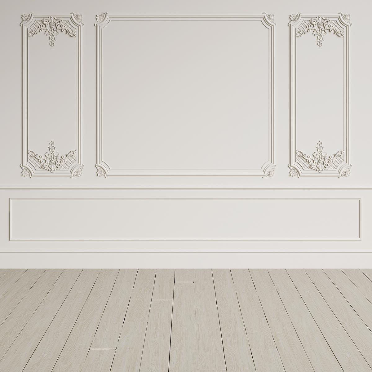 Wedding White Wall Wood Floor Backdrop for Studio