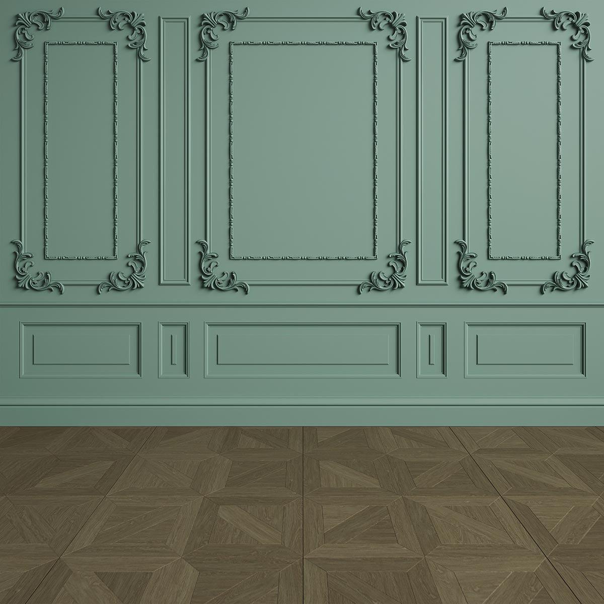 Wedding Green Wall with Wood Floor Photography Back drop