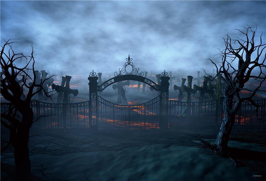 Dark Clouds Cemetery Halloween Backdrops